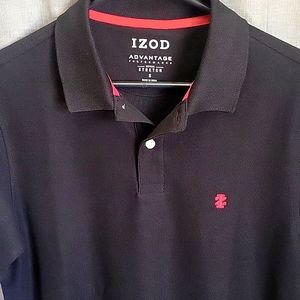 IZOD BLACK RED MENS POLO SHIRT SHORT SLEEVES small